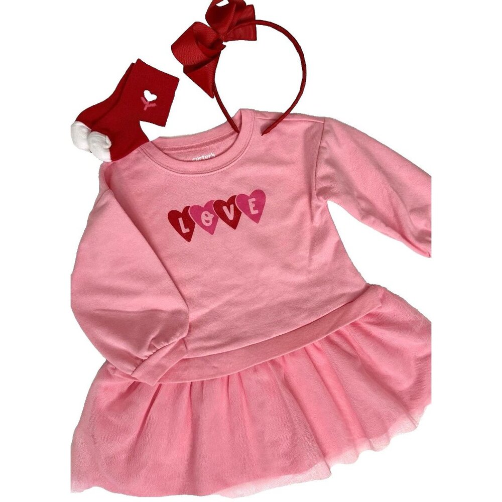 Carter's Child Of Mine Dress Set BABY GIRL SIZE 12 MONTHS Socks Headband NEW
